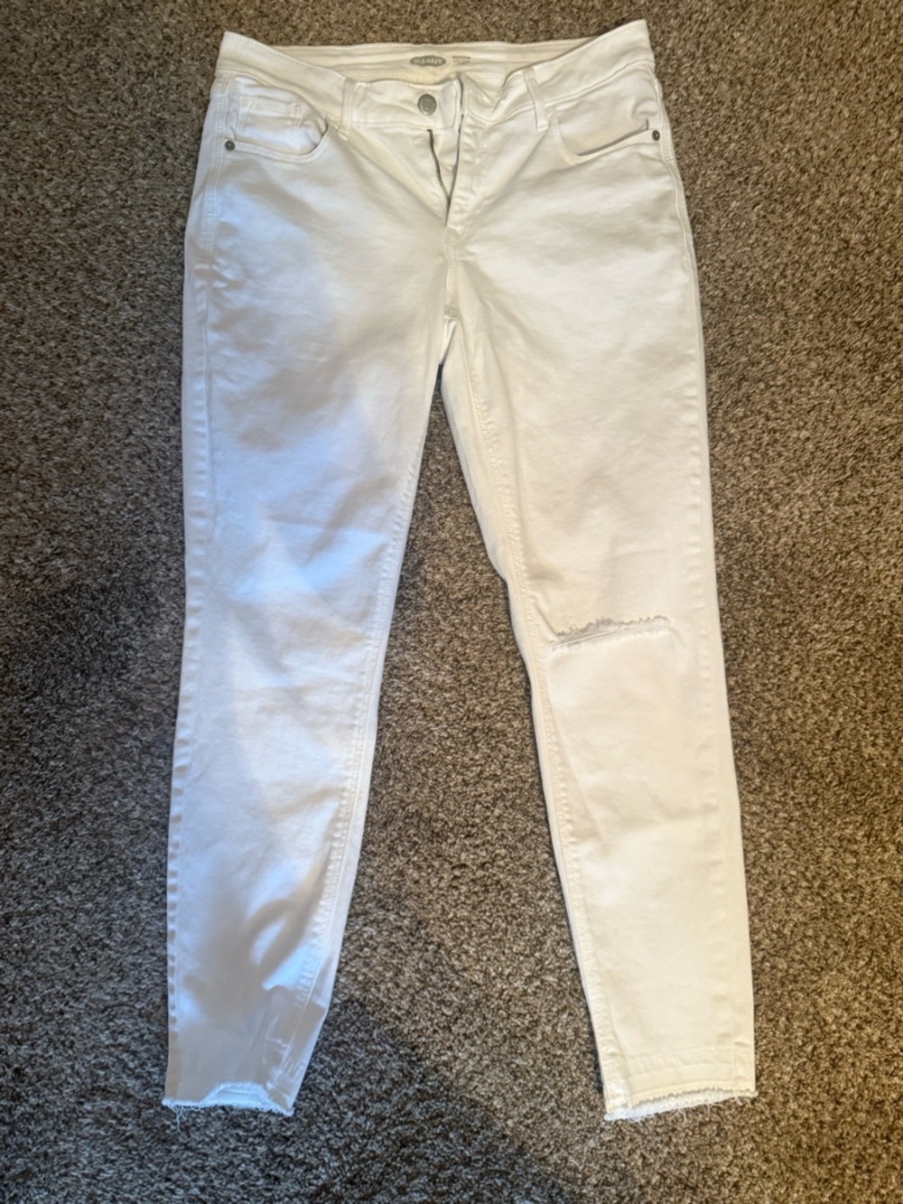 Old Navy Rockstar Super Skinny Jeans White Distressed Size 8 Women's